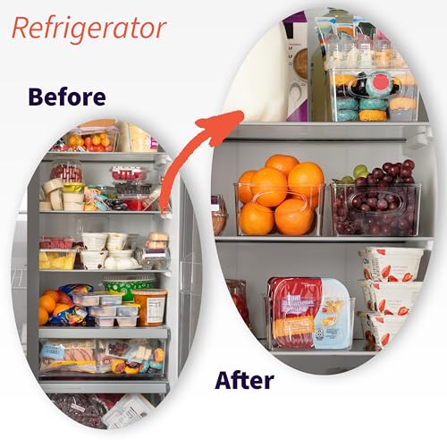 ClearSpace Plastic Pantry Bins with Removable Dividers - Kitchen Storage and Organization (4 Pack) - size: 10.5"L x 6"W x 3.5"H