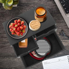Charmewooden desk organizer with drawers countertop drawer organizer Tabletop Storage Organization Box Home Office Workspace Bathroom Toiletries Supplies (black) - style: Black