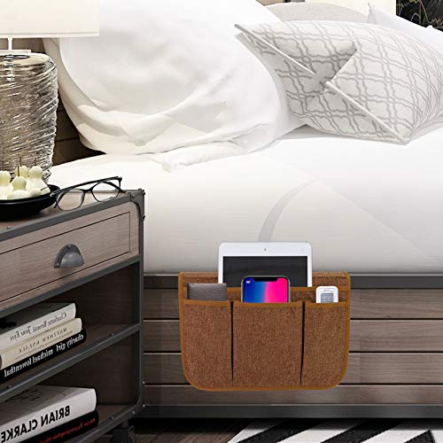Bedside Caddy Bedside Storage Organizer Magazine Phone Tablet iPad Remote Holder, Organizer Caddy for Home College Dorm Bed, Sofa, Bunk Bed (Chocolate) - color: Chocolate