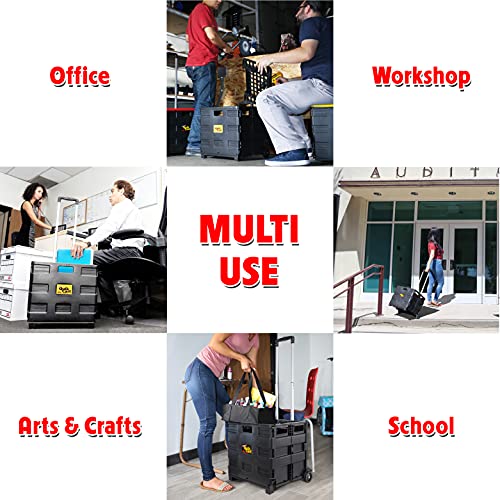 dbest products Quik Cart without Lid Travel Portable Mobile Storage Collapsible Handcart Rolling Utility Heavy Duty, Black - color: Black, style: Topless