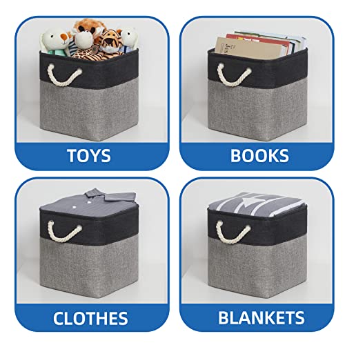 Temary Storage Baskets 4 Pack Fabric Storage Cubes Basket for Organizing, Collapsible Cloth Baskets with Handles for Shelves, Home, Closet (Black&Gray) - color: black&grey, size: 11"L x 11"W x 11"H