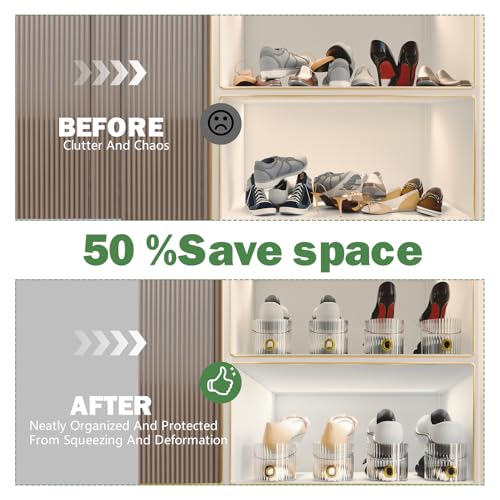 Shoe Slot Organizer,Adjustable Shoe Stacker for a Pair of Shoes,Shoe Holder Space Saver,Double Deck Shoe Riser Shoe Rack,Shoe Organizer for Closet (Clear, 10 Pack) - size: 10 Pack