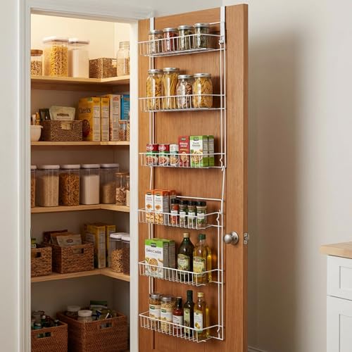 Over the Door Organizer - 6-Tier Adjustable Pantry Shelves and Rack for Kitchen Organization - Organization and Storage by Lavish Home (White) - style: 6-TIER ADJUSTABLE