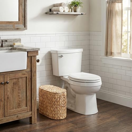 GRANNY SAYS Slim Toilet Paper Holder Baskets for 6 Mega Rolls, Bathroom Toilet Paper Storage Baskets with Lid, Wicker Natural Water Hyacinth Storage Basket with Handles for Bathroom Organizer - color: Natural (Water Hyacinth), size: 15¾"L x 6½" Wx 10¼"H (