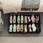 Lifewit Under Bed Shoe Storage Organizer 2 Pack(16 Shoes Cells+4 Boots Cells), 4.3 Inches Profile Fabric Shoes Container Box with Clear Cover, Foldable Storage Bag with 2 Handles, Fits 24 to 40 Pairs - style: 16 Shoes Cells+4 Boots Cells