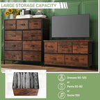 Dresser for Bedroom, 9 Storage Drawers, Anti-Tip Tall Fabric Closet Chests Organizer Tower Furniture with Wooden Top Metal Frame for Clothes, Living Room, Hallway, Entryway