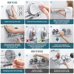 TAILI Corner-adaptive Suction Cup Shower Caddy 2 Pack, Stainless Steel Rustproof Corner Shower Shelves, Drill-Free Wall Mounted Baskets, Large Capacity, Removable Suction Cup Bathroom Organizer, Gray - style: Corner-adaptive, Grey