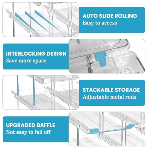 Can Organizer for Pantry, 4 Tier Canned Food Goods Storage Organizer, Clear Soda Can Organizer for Refrigerator Stackable Can Dispenser Rack Holders for Pantry Cabinet Fridge Countertop, Holds 48 Cans - size: 4tier×3sets