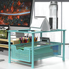 Simple Houseware Stackable Under Sink Cabinet Sliding Basket Organizer Drawer, Turquoise - color: Turquoise