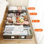 2-Pack Under Bed Storage Containers with Wheels - Stackable, Foldable Plastic Storage Boxes with Lids for Clothes, Shoes, Blankets - Perfect for Bedroom Organization and Dorms - size: 2 Pack-32.9''x16.1''x8.1''