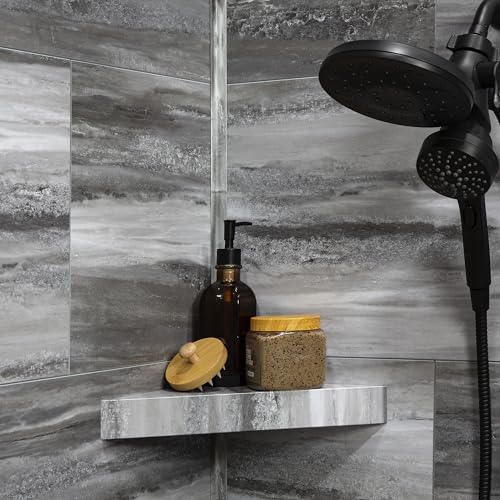 Palisade Vinyl Waterproof Corner Shower Shelf in Hermitage Granite/Urban Cliff - color: Hermitage Granite/Urban Cliff