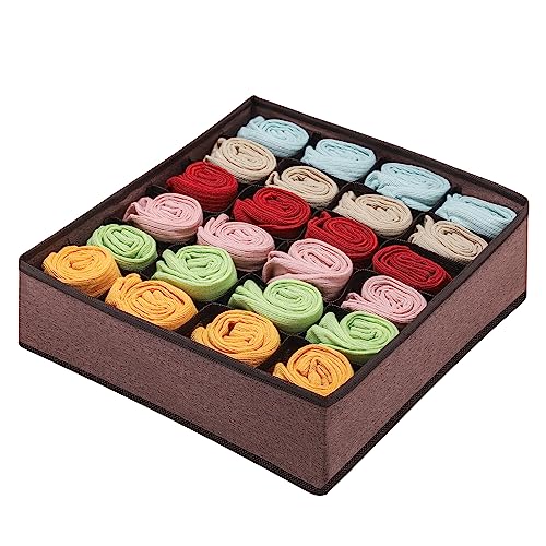 Foldable Storage Cubes Drawer Underwear Organizer Dividers， under Cabinet Organizer 24-Cell Fabric Storage Boxes for Lingerie,Socks,Ties （Coffee） - color: Coffee