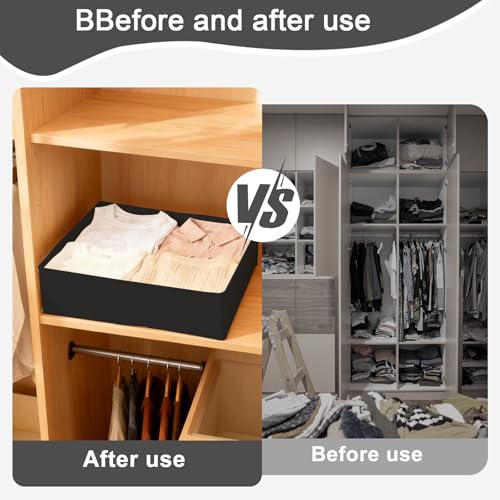 1 Pcs Drawer Organizer Storage Box for Underwear Socks Closet Divider for Wardrobe Dresser Vanity Space Saving Use(Black) - color: Beige-2, size: Large