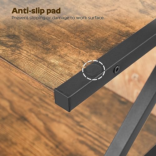 YATINEY Desktop Printer Stand, 2-Tier Printer Table with Storage Shelf, Under Desk Printer Stand for Office, Open Organizer Shelf, Easy Assembly, Rustic Brown PS02BR