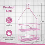 TreeLen Pink Shower Caddy Over Shower Head, Pink Bathroom Accessories, Gift for Girlfriend, Wife, Little Girl - color: Pink