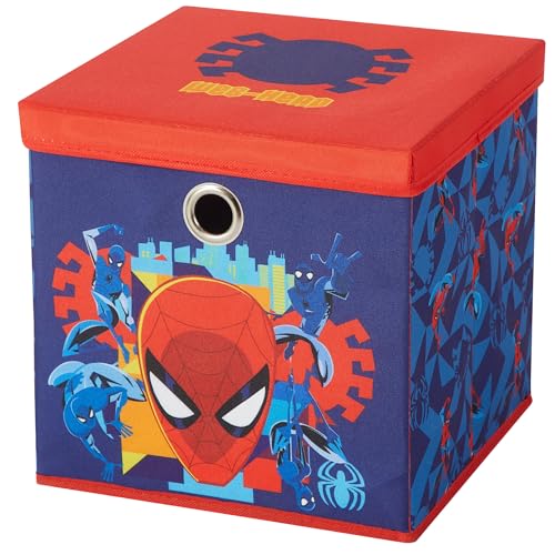Idea Nuova Marvel Spiderman Collapsible Fabric Storage Cube,10” Organizer Bin with Lid for Bedroom, Playroom, and Closet - color: Spiderman