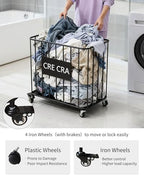 Iron Laundry Hamper with Wheels | Durable Metal Clothes Basket | Easy Mobility | 19.69 x 11.81 x 23.62 Inches | Pack of 2