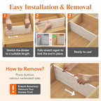 Lifewit 8" Tall 4 Pack Drawer Dividers, 35-56.5cm/13.8-22.2" Expandable Drawer Divider for Clothes, Adjustable Dresser Drawer Organizers, Drawers Separators for Dresser/Bathroom/Closet/Kitchen White - size: 8"H, 13.8-22.2"L