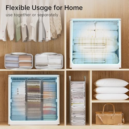 HAIXIN HOME 130L Plastic Laundry Hamper with 3 Soft Bags, Foldable Rolling Clothes Laundry Basket with Lid for Bedroom, Bathroom, Dorm, Heavy Duty Clothes Organizer with Wheels for Bedding, Blankets - color: Milky, size: 130L with 3 Soft Bags