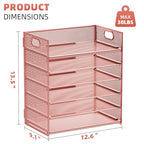 Marbrasse 2 Pack Desk Organizer with Handle, 6 Tier Paper Letter Tray, Mesh Desk File Organizer for Office, School and Home - Rose Gold - color: Rose Gold - 2p
