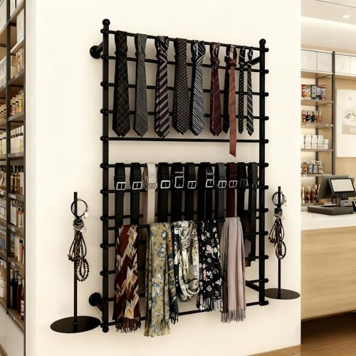 12 Layers 80cm Black Wall Display Stand Wrapping Paper Ribbon Organizer Tie Scarf Rack Belt Towel Holder Spool Hijab Stand Metal Shelving for Home, Retail Stores, Flower Shop, Studio, Sewing - color: Black, size: L: 31.5 in, H: 47.2 in