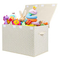 Mayniu Kids Toy Storage Box Chest with Lid, Sturdy Toy Bin Organizer for Kids, Girls, Boys, Living Room, Nursery, Bedroom, Playroom 25"x13" x16" (Beige) - color: Large Beige