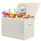 Mayniu Kids Toy Storage Box Chest with Lid, Sturdy Toy Bin Organizer for Kids, Girls, Boys, Living Room, Nursery, Bedroom, Playroom 25"x13" x16" (Beige) - color: Large Beige