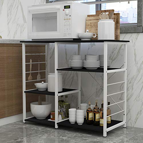 soges Kitchen Standing Baker's Rack, Utility Microwave Oven Stand, Multi-Layers Kitchen Storage Cart Workstation Shelf, Coffee Cart, Black - color: Black
