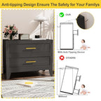 24.8" Tall Metal Dresser for Bedroom, 2 Drawer Nightstand, Side Table, Under Desk Steel Storage Drawer Cabinet, File Drawer for Home Office,Living Room, Entryway, Hallway - color: Black, style: Wide Style/2 Drawers