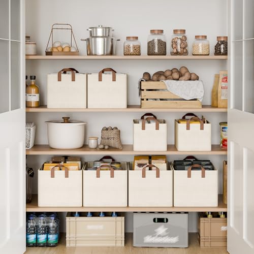 StorageWorks Storage Bins, Shelves Baskets for Organizing, 45L Extra Large Fabric Closet Organizers with Handles, Metal Frame, Beige-Texture, 2-Pack - color: Beige（Texture）, size: 19" L x 13 ¼" W x 11" H