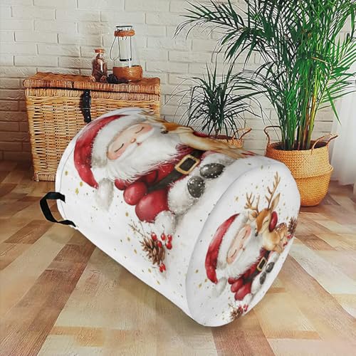Santa Claus and Deer Laundry Basket Foldable Laundry Hamper with Handles Clothes Storage Bin for Household Bedroom Bathroom Dorms 17.3"x13.6" - color: Santa Claus and Deer