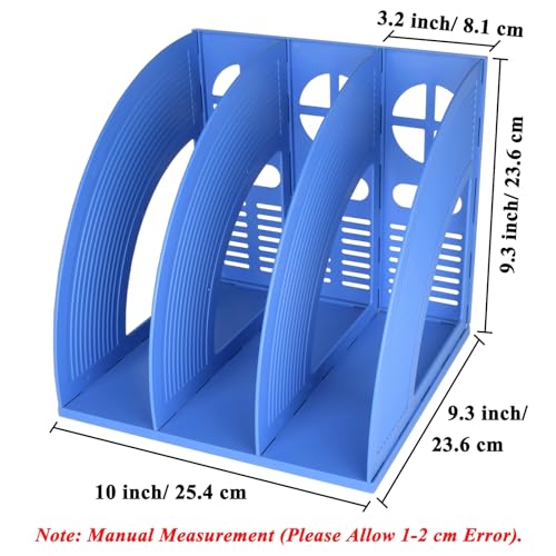 SAYEEC Magazine File Holder Desk Binder Holder Plastic File Sorter Folder Organizer Stand Book Shelf Dividers Vertical Filling Storage Rack Desktop Bookshelf Display Box for Office School Home (Blue) - color: Blue-1 Section