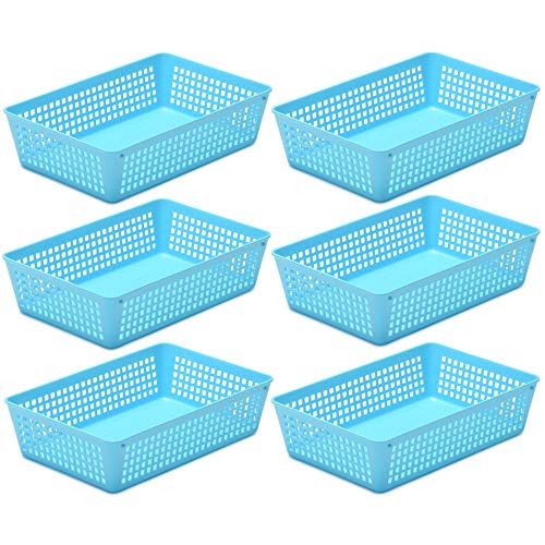 YBM HOME 6-Pack Plastic Storage Baskets Bins for Home Junk Drawer, Shelves, and Office Organization, Functional Trays/Containers Great for Kitchen Pantry, Cabinets, Bedrooms, and Bathrooms, Blue - color: Blue, size: 6