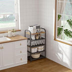 Shoe Rack, 5-Tier Shoe Organizer with Guardrails, Heavy-Duty Metal Mesh Shelves & Rustic Wooden Top for Stylish Closet & Front Door Storage - size: 17.32" X 10.24" X 29.33"