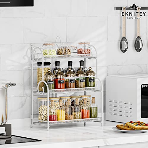 EKNITEY 3-Tier Bathroom Organizer - Sink Organizer Spice Rack for Countertop Storage, White (No Assembly) - color: white