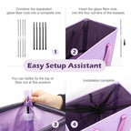 Odonata Slim Laundry Hamper Handles Collapsible Laundry Basket Thin Dirty Clothes Basket Narrow Laundry Bag Foldable Dirty Hamper 45L (Light Purple) - color: Light Purple