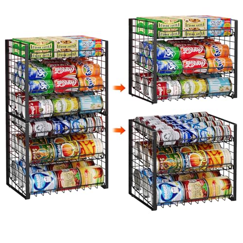 JKsmart 3-Tier Stackable Can Rack Organizer for Pantry, Adjustable Can Storage Holder for Various Ounces of Canned food Soda Drinks, Can Dispenser for Kitchen Cupboard Cabinet, 2 Pack - size: 3 Tier - 2Pack