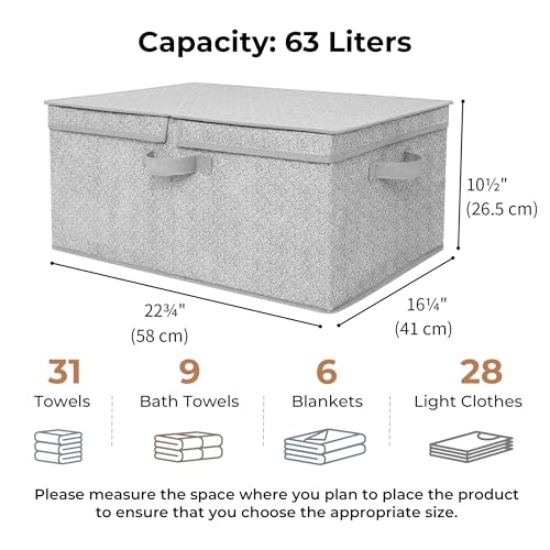 GRANNY SAYS Fabric Storage Bin with Lid, Decorative Storage Box with Label, Extra Large Storage Baskets, Closet Organizer, Memory Keepsake Box, Gray, 1-Pack - color: Gray, size: Extra Large - 1 Pack
