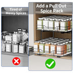 BOIVSHI 2-Tier Spice Rack Organizer, Pull Out Spice Rack for Cabinet, Height Adjustable Heavy Duty Metal Basket for Inside Cabinet & Pantry (11.5''Wx10.5''Dx9.5''H) - size: 2 Tier,11.5''Wx10.5''Dx9.5''H
