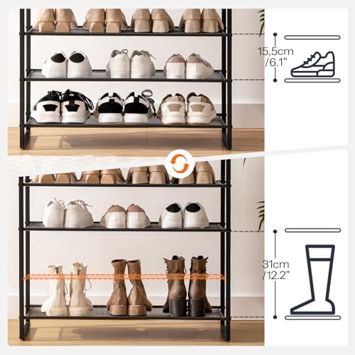 HOOBRO 12-Tier Shoe Rack for Entryway, 29.5" L Shoe Storage Organizer, Large Capacity Shoe Shelf for Closet, Front Door Entrance, Hallway, Holds 36-48 Pairs of Shoes, Greige and Black BG127XJ01 - color: Greige + Black, size: 12 Tiers (29.5"W)