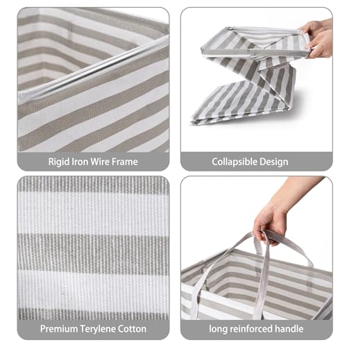 BOOMIBOO 2-Pack Large Laundry Basket,Waterproof Freestanding Laundry Hamper,Collapsible Clothes Basket with Easy Carry Handles in Laundry Room Bathroom Bedroom Dorm,Grey,75L - color: Grey, size: 75L
