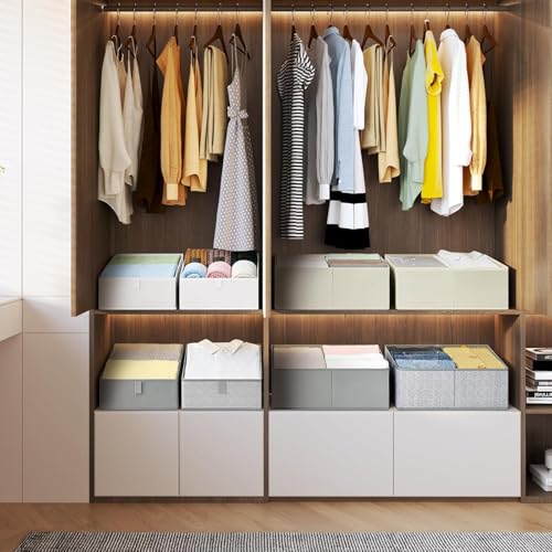 DIMJ Closet Storage Bins 8 Pack - Fabric Trapezoid Closet Organizer Bin, Foldable Storage Baskets for Shelves, Shelf Organizer, Clothing Storage Box for Toys, Books, Towel, Clothes - color: White, size: 8 Bins 11.4"x11.4"x7.8"