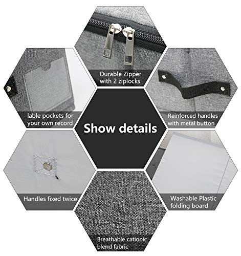 AMJ 29.5"*15"*7", Rigid Under Bed Garment Storage Bins, Folding & Washable, Soft Zip Lid, Black Gray - color: Black Gray, size: 29.5 x 15 x 7“