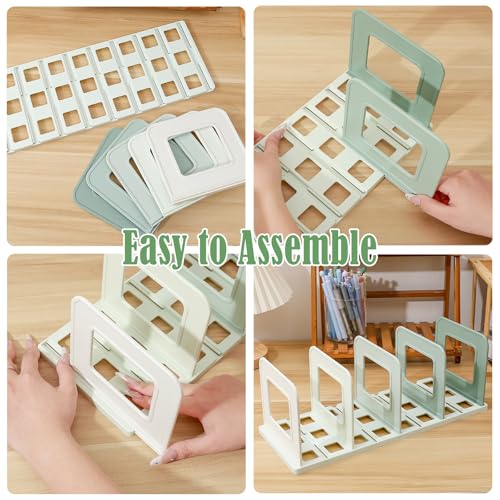 BAYTORY Gradient Desk File Holder, Vertical File Organizer with Adjustable Dividers, Desktop Book Organizer, Binder Shelf for Office Desk (4 Slots, Green) - color: Green