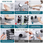 TAILI Shower Caddy Suction Cup, 3 Pack Shelves for Inside with Hooks & Soap Holder Toothbrush Cups, Removable Bathroom Organizer, Rustproof Black Shelves - style: 3 × Black