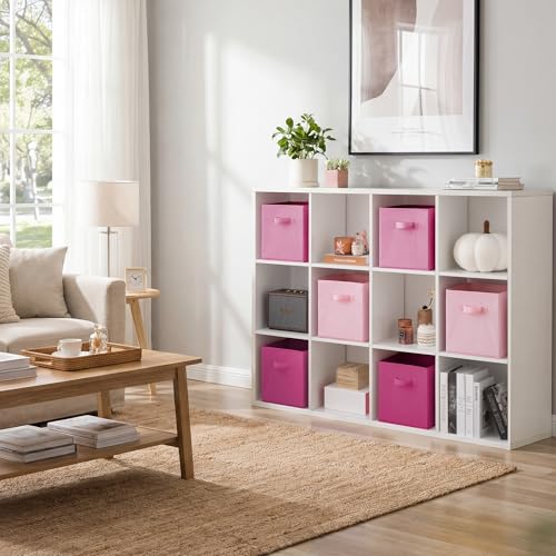 Cupic Cupid 11 Inch Storage Cube, Fabric Cube Storage Bin with Handles, Storage Cube Organizer for Clothes and Toys, Collapsible Cube Bins for Closet, Shelves, Nursery, 6-Pack, Pink Gradient - color: Pink Gradient, size: 11 Inch