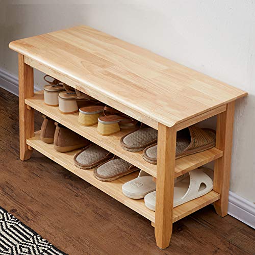 XKZG Storage Bench Wooden Shoe Rack Bench Simple Style Wood Entryway Bench (Natural,31.5") - color: Natural, size: 31.5"W x 11.8"D x 16.5"H