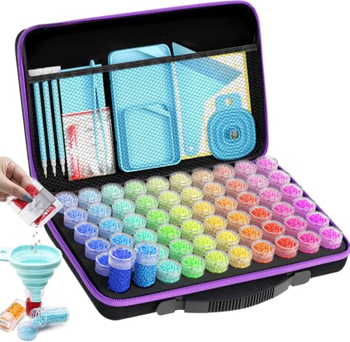 ARTDOT 60 Slots Storage Container for Diamond Art Kits for Adults, Portable Bead Storage Boxes for Diamond Painting Accessories and Tools - color: Black, size: Medium