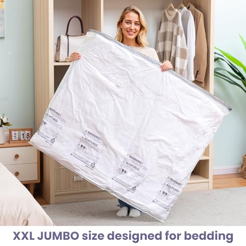 TAILI 6 Pack Vacuum Storage Bags, XXL Jumbo (47x39 Inch), Vacuum Sealed Bags for Comforter and Blankets, Bedding, Clothing, Giant Space Saver Bags for Huge Stuffed Toy - size: 6 XXL