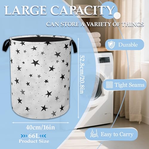 Star Laundry Basket Collapsible Laundry Hamper with Handle, Oxford Clothes Toy Storage Bin for Bathroom Bedroom Room Decor 16" X 20.8" - color: Star